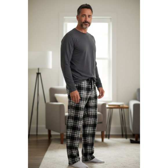 Men’s Flannel Lounge Pants NWT Large Plaid Sleepwear - Picture 1 of 4